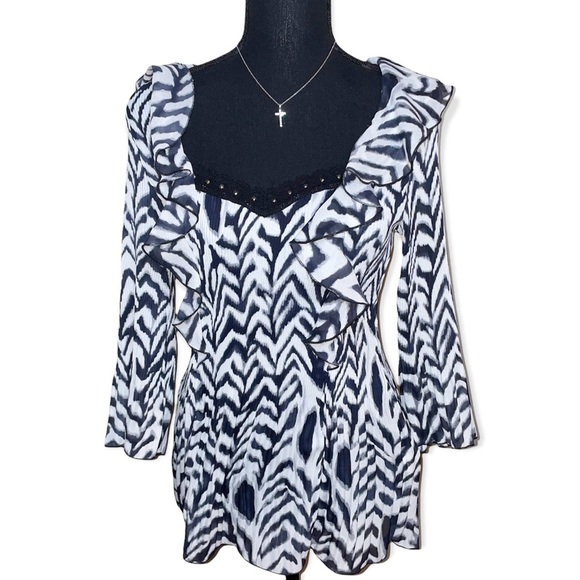 Nicola zebra ruffle blouse - Picture 1 of 6